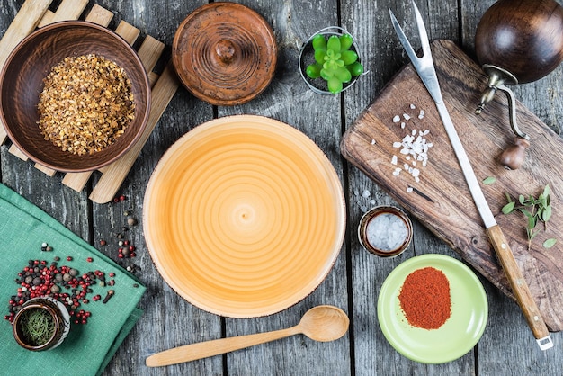 Zestaw przypraw i talerz